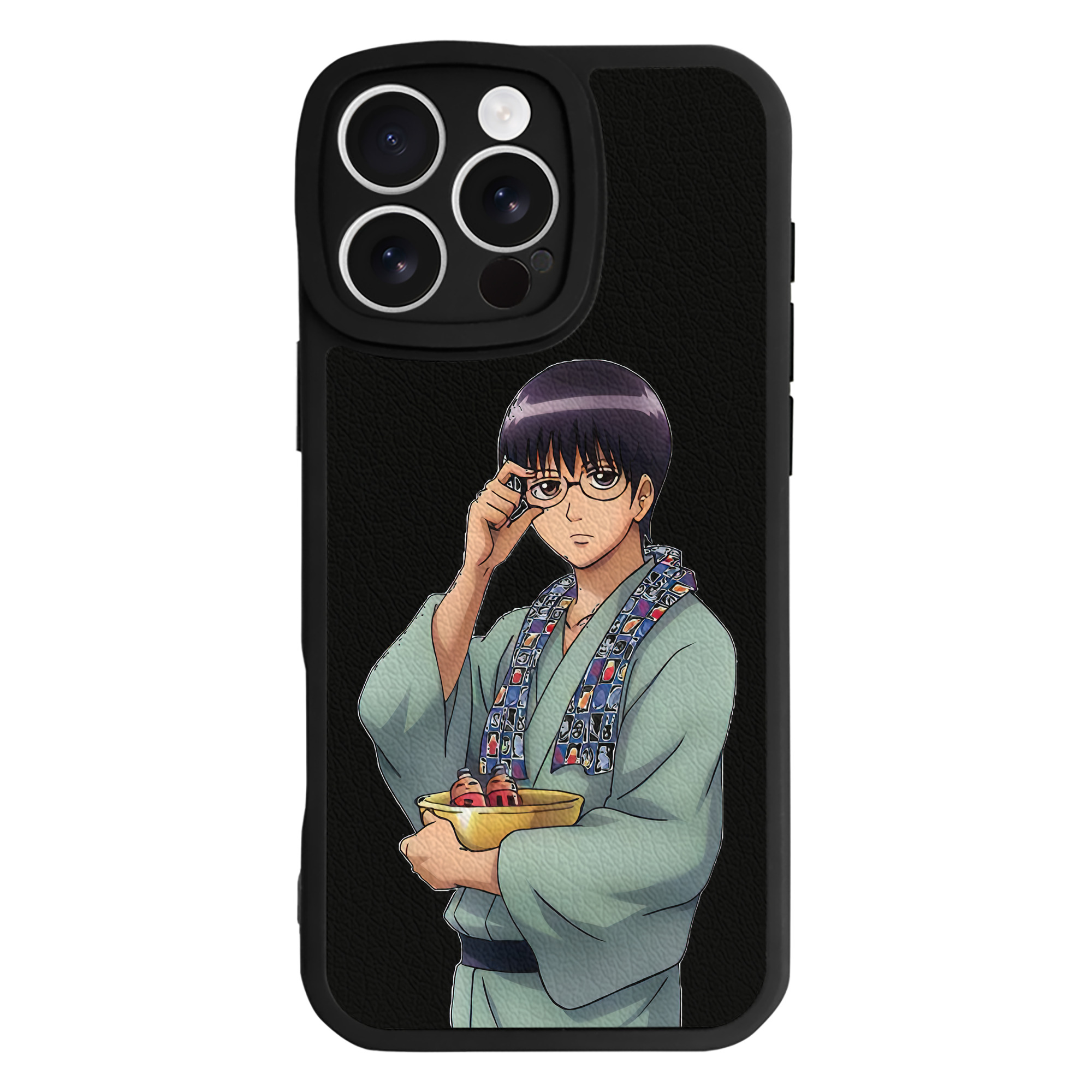 （画像用） ぎんたま 坂田銀時（さかたぎんとき） 神楽 志村新八（しむら しんぱち） GINTAMA Sakata Gintoki Kagura Shimura Shinpachi 【iPhone 16シリーズ対応】シリコンスマホケース（レザー調） 材質：シリコン
